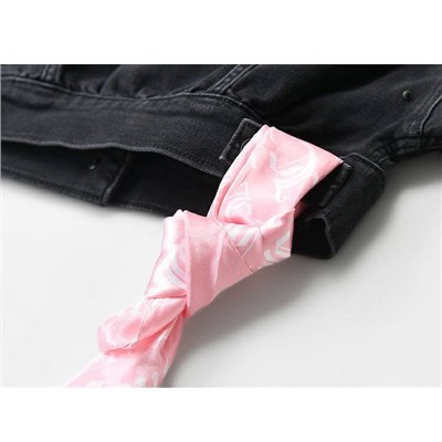 Juicy Couture ⭐️ хлопковая джинсовая укороченная куртка со стразами + шелковый шарфик   ✅материал: 74% хлопок; 22% полиэстер + спандекс