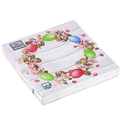Салфетки бумажные "Art Bouquet" 33х33см, 3-х слойные, 20 штук в упаковке, 100% целлюлоза, "Пасхальный венок" (Россия)