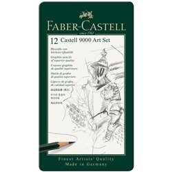 Набор карандашей ч/г Faber-Castell "Castell 9000 Art Set", 12шт., 2H-8B, заточен., метал. кор.