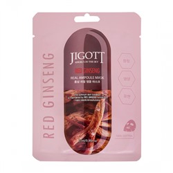 JIGOTT RED GINSENG REAL AMPOULE MASK Тканевая маска для лица с экстрактом жень-шеня 27мл