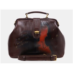 Коричневая кожаная сумка с росписью из натуральной кожи «W0023 Brown Виолончель»