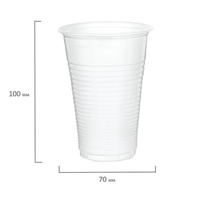 Стакан одноразовый, пластиковый 200 мл, КОМПЛЕКТ 100 шт., БЮДЖЕТ, белые, ПП, холодное/горячее, LAIMA, 600934