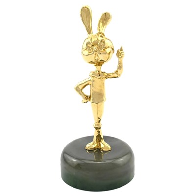 Бронзовая статуэтка на нефрите "Кролик" 50*50*115мм
