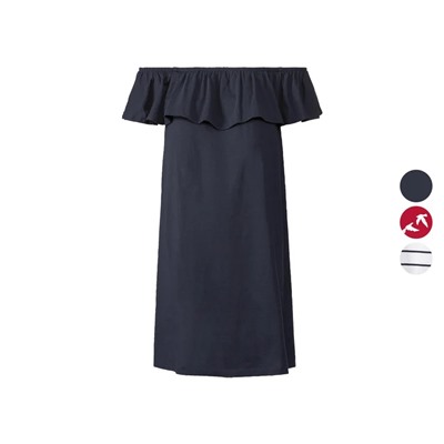 esmara® Damen Kleid mit Carmenausschnitt, reine Baumwolle