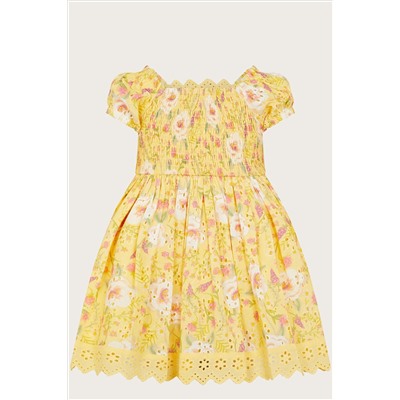 Monsoon Yellow Baby Broderie Dress