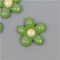 Декор для творчества пластик "Цветок зелёный со светло-зелёным" 2,8х3х1 см