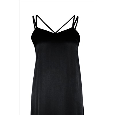 Черное платье-миди прямого кроя с тканой спиной и детальной отделкой Платье TWOSS23EL01990