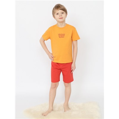 CSKB 50163-30 Пижама для мальчика (футболка, шорты),охра