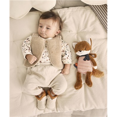 PANTALON SAROUEL BÉBÉ GARÇON BEIGE AVEC BRETELLES