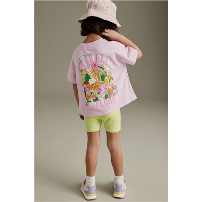 Pink/Green Character Short Sleeve T-Shirt and Cycle Shorts Set (3mths-7yrs)