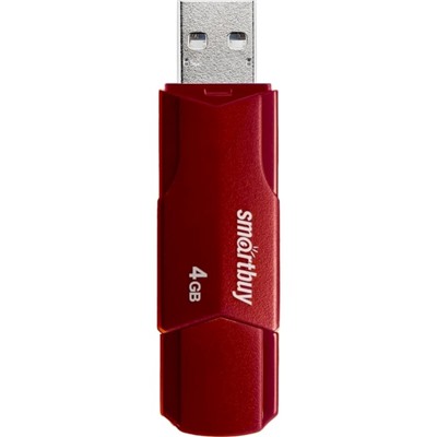 Флешка Smartbuy 4GBCLU-BG, 4 Гб, USB2.0, чт до 25 Мб/с, зап до 15 Мб/с, темно-красная