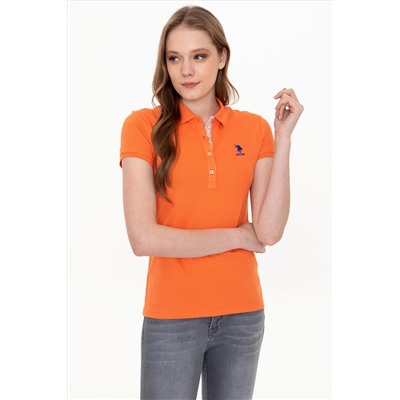 Женская оранжевая базовая футболка с воротником-поло Неожиданная скидка в корзине