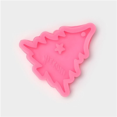 Силиконовый молд «Рождественская ёлка», 10×9,5×1 см, цвет розовый
