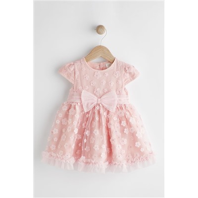 Pink 3D Flowers Baby Occasion Dress (0mths-2yrs)