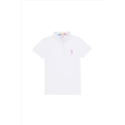 Белая базовая футболка с воротником-поло для девочек Неожиданная скидка в корзине