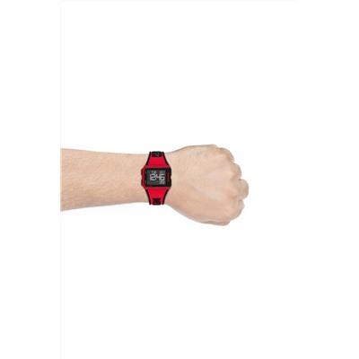 Reloj digital de cuarzo de silicona Chopped - Cronómetro - Rojo y negro