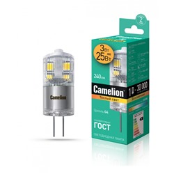 Нарушена упаковка!   Светодиодная лампа G4 3W 3000K (теплый) JD Camelion LED3-G4-JD-NF/830/G4 (13862)