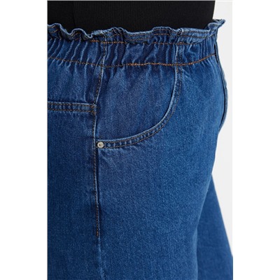 Синие джинсы для мам с высокой талией и эластичной резинкой на талии TBBAW23JE00002