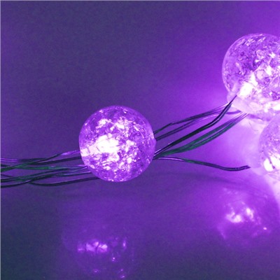 Гирлянда для дома "Жемчужина" на батарейках 2,0 м 20 ламп LED, d-1 см, 3 реж, IP-20, Фиолетовый