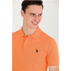 Мужская оранжевая базовая футболка с воротником-поло Неожиданная скидка в корзине