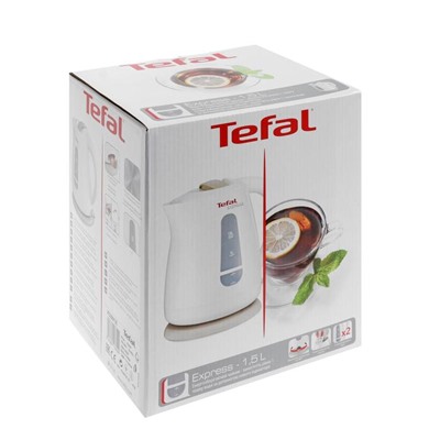 Чайник электрический Tefal Express Plastic KO29913E, пластик, 1.5 л, 2200 Вт, белый