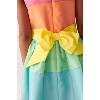 Little Bird by Jools Oliver Colourful Pastel Striped Occasion Dress with Bow