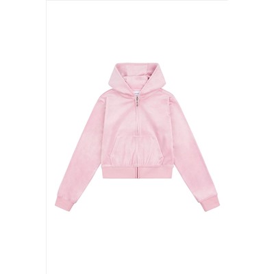 Juicy Couture Girls Pink Tonal Zip Through Hoodie