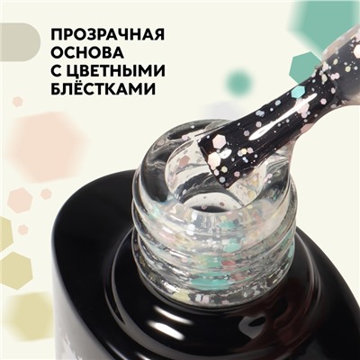 Гель лак для ногтей, «MILK GLITTER», 3-х фазный, 8мл, LED/UV, цвет прозрачный (01)