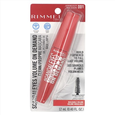 Rimmel London, Scandaleyes, Volume On Demand, очищающая тушь для ресниц, оттенок 001 насыщенный черный, 12 мл (0,4 жидк. унции)