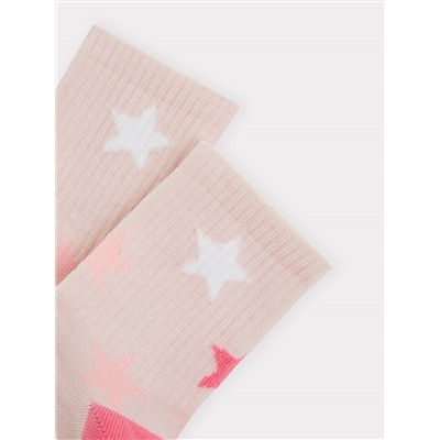 Носки детские розовые с рисунком в виде звездочек