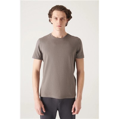 Мужская дышащая футболка стандартного кроя из 100% хлопка антрацитового цвета с круглым вырезом E001000