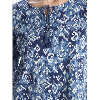 LC Waikiki Женская блузка с воротником-стойкой и рисунком с длинными рукавами