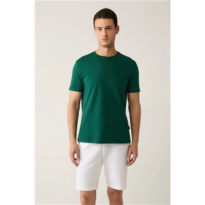 Мужская зеленая дышащая футболка стандартного кроя из 100% хлопка с круглым вырезом E001000