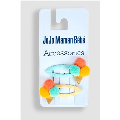 JoJo Maman Bébé 2-Pack Ice Cream Pom Pom Hair Clips