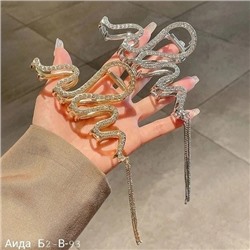 Стильная металлическая заколка-краб для волос в форме змеи с кисточкой 12.05.