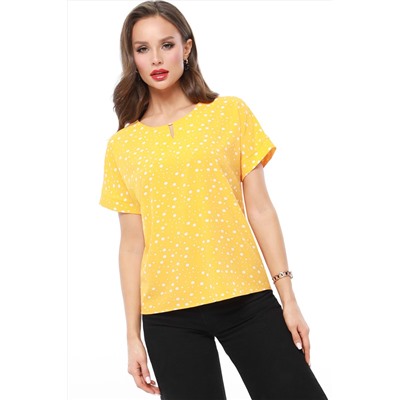 Блузка летняя светло-жёлтая в горошек