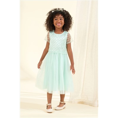 Angel & Rocket Green Anya Beaded Tulle Dress