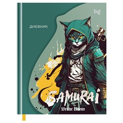 Дневник тв. об., 1-11 кл. "Samurai" (D5h48_58510, BG) матовая ламинация, тиснение фольгой, фигурный клапан, ляссе