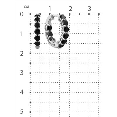 Серьги из серебра с чёрной шпинелью родированные 925 пробы С-7208рс1216