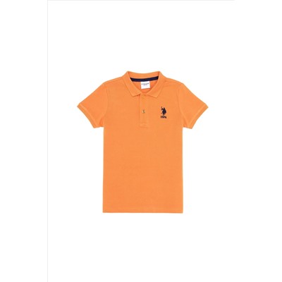 Оранжевая базовая футболка-поло для мальчика Неожиданная скидка в корзине