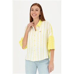 Женская неоново-желтая рубашка с длинным рукавом Неожиданная скидка в корзине