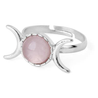 KL213-03 Безразмерное кольцо Полумесяц, розовый кварц