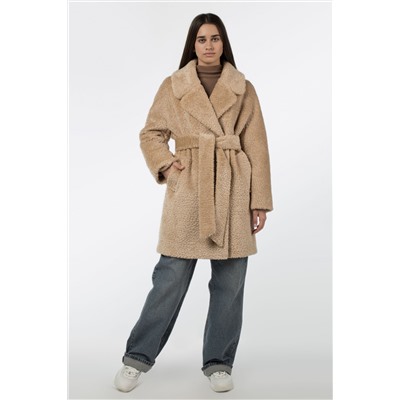 02-3078 Пальто женское утепленное (пояс) Ворса Кэмел