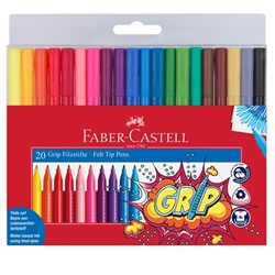 Фломастеры Faber-Castell "Grip", 20цв., трехгранные, смываемые, пластик. уп., европодвес