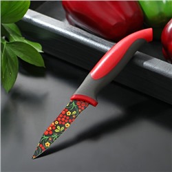 Нож кухонный с антиналипающим покрытием Доляна «Русский узор», лезвие 8 см