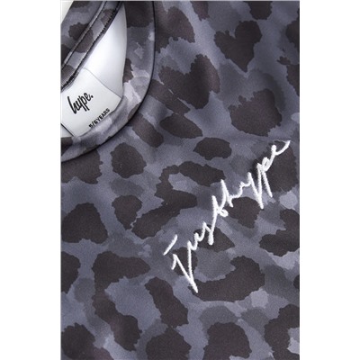 Hype. Kids Mono Leopard Print Black T-Shirt