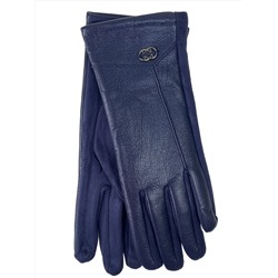 Элегантные женские перчатки из кожи и велюра, цвет синий