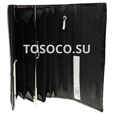 h-1001-1 black кошелек SMC Collection натуральная кожа и экокожа 9х19х2