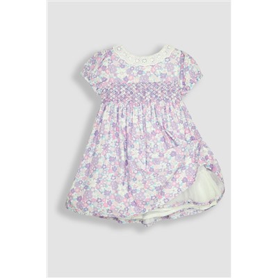 JoJo Maman Bébé Hedgerow Floral Broderie Collar Party Dress