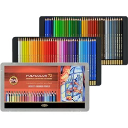 Набор высококачественных художественных цветных карандашей Polycolor "KOH-I-NOOR" 3827 в металлической коробке, 72 цвета